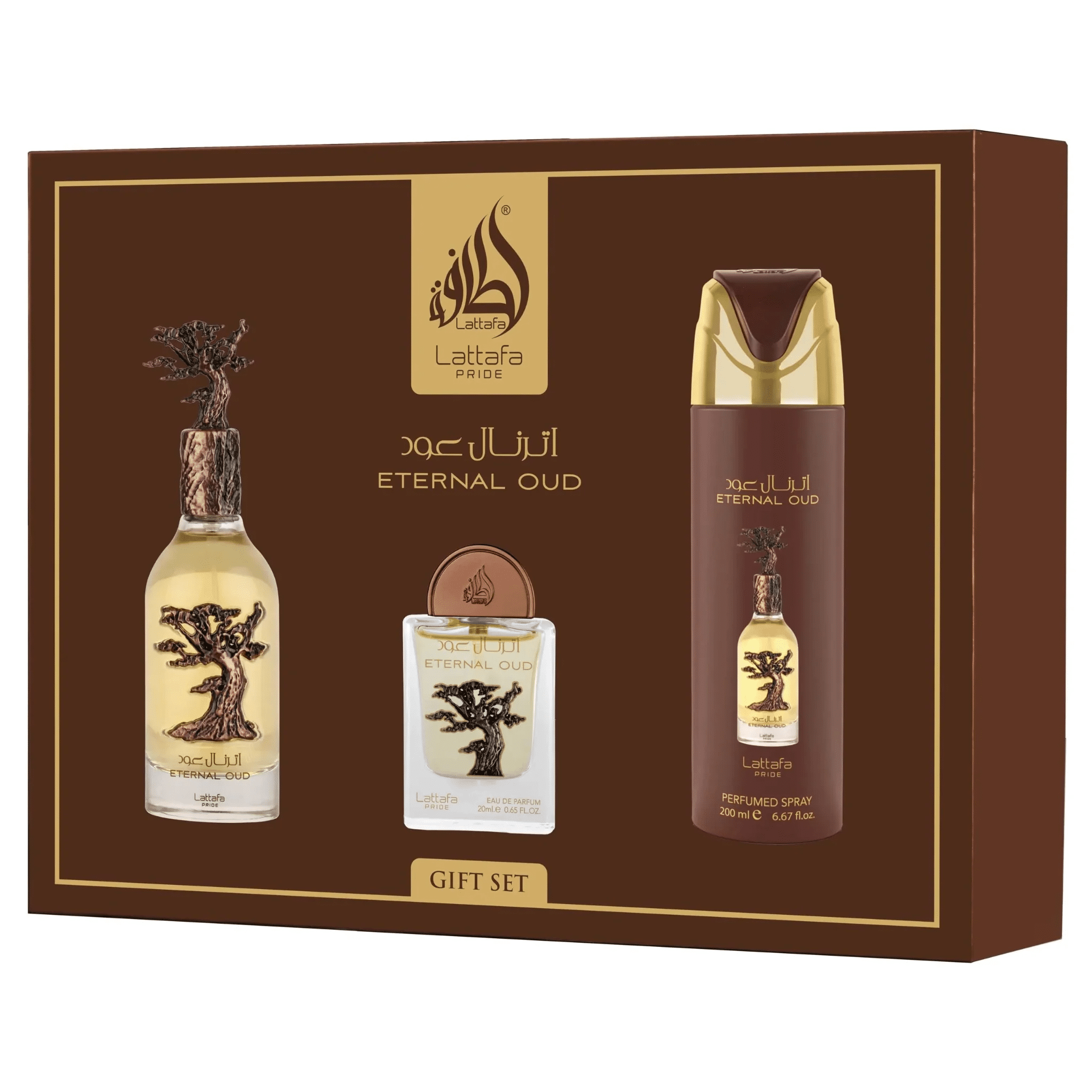 LATTAFA PRIDE ETERNAL OUD GIFT SET - 100 ml / 20 ml / 200 ml spray - OASIS